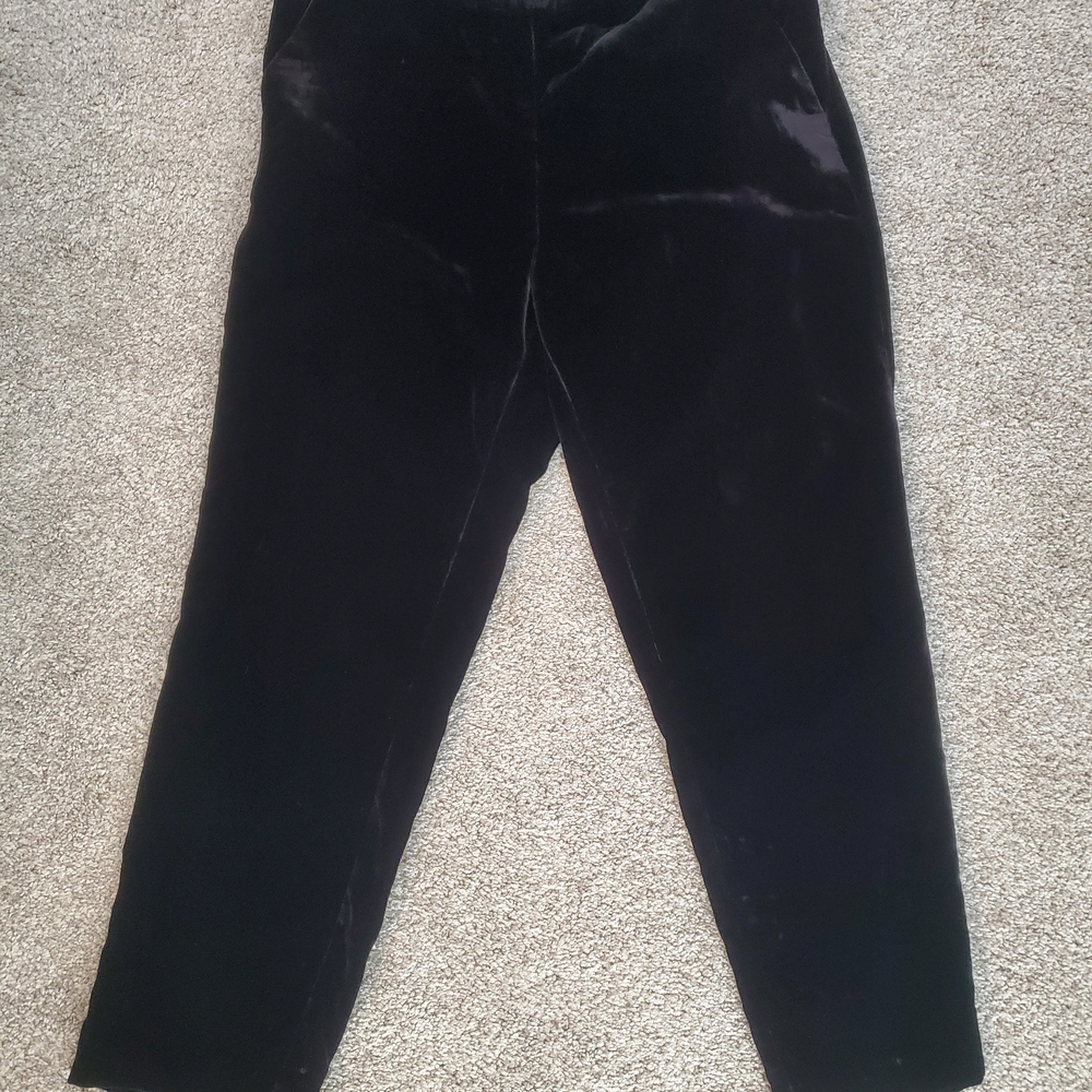 Banana Republic Hayden Black Velvet Cropped Ankle Pant Trousers